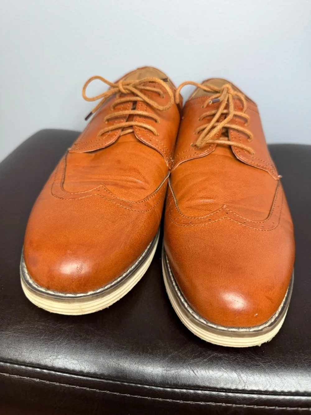 Vostey Milan Men's Brown Leather Wingtip Oxford Dress Casual Shoes Size 13